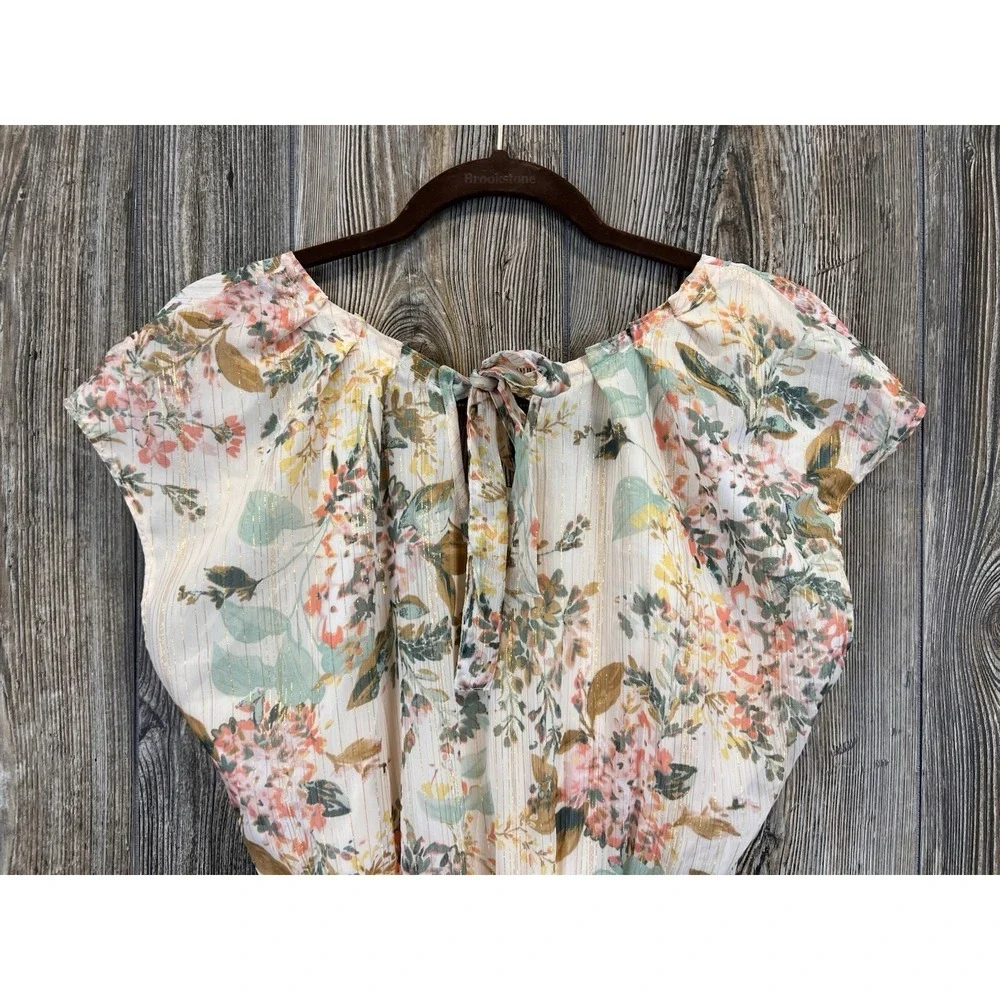 LC Lauren Conrad Cream Floral Tie-Waist Dress - Picture 6 of 14